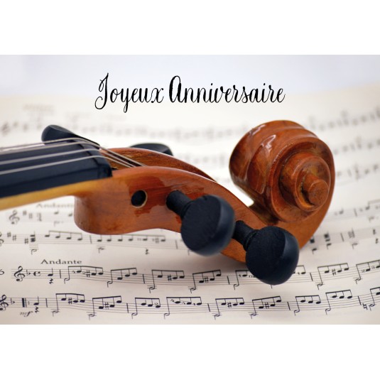 CARTE Avec Message Violon et note de musique