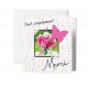 Carnet Carre Bouquet de fleurs, papillon en feutrine rose