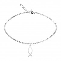 Bracelet Ichthus acier inoxydable argenté