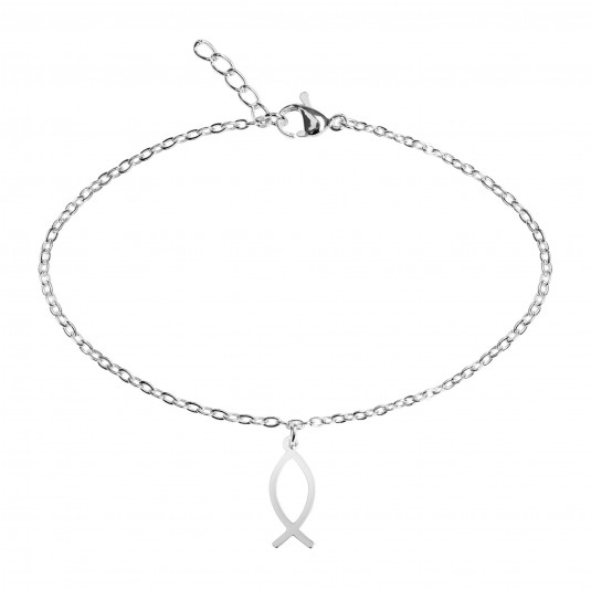 Bracelet Ichthus acier inoxydable argenté