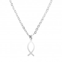 Collier Ichthus acier inoxydable argenté