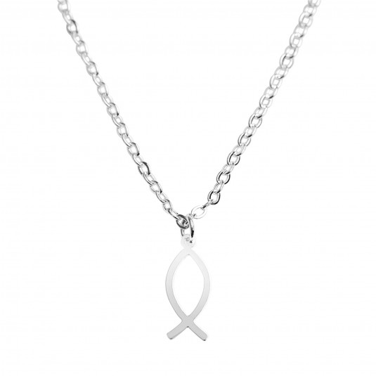 Collier Ichthus acier inoxydable argenté