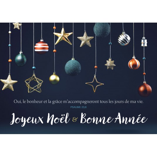 Carte Fin D'année Décorations de Noël suspendues