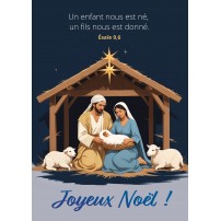 Carte Fin D'année Crèche de Noël dessinée