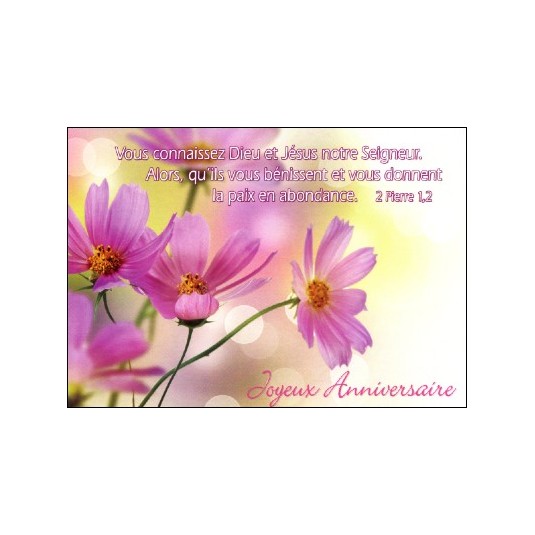 Carte Anniversaire Avec Verset Cosmos rose